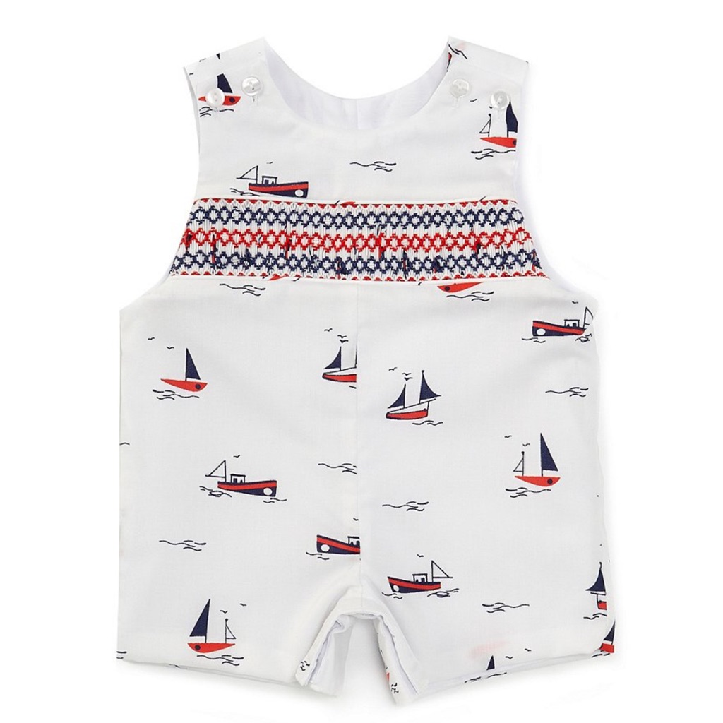 Nwt Edgehill Collection Baby Boys Sleeveless Smocked Sailboat Print Jon Jon